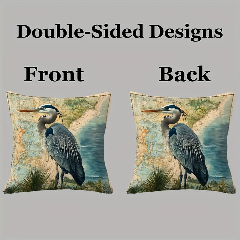 2D Flat Double Sided Elegant Crane Pillowcase 20x20 Inch Holiday Gift Cushion Cover Printed Polyester - Image 2