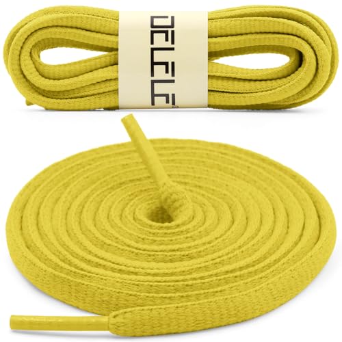 DELELE 2Pair Oval Shoes laces 42 Colors Half Round 1/4" Athletic ShoeLaces for Sport/Running Shoes Shoe Strings Golden -45 inch - Image 2