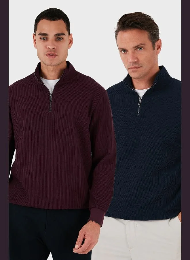 Buratti Cotton Regular Fit Half Zipper Stand Collar 2-Pack Sweat Men's SWEAT 5905716S2