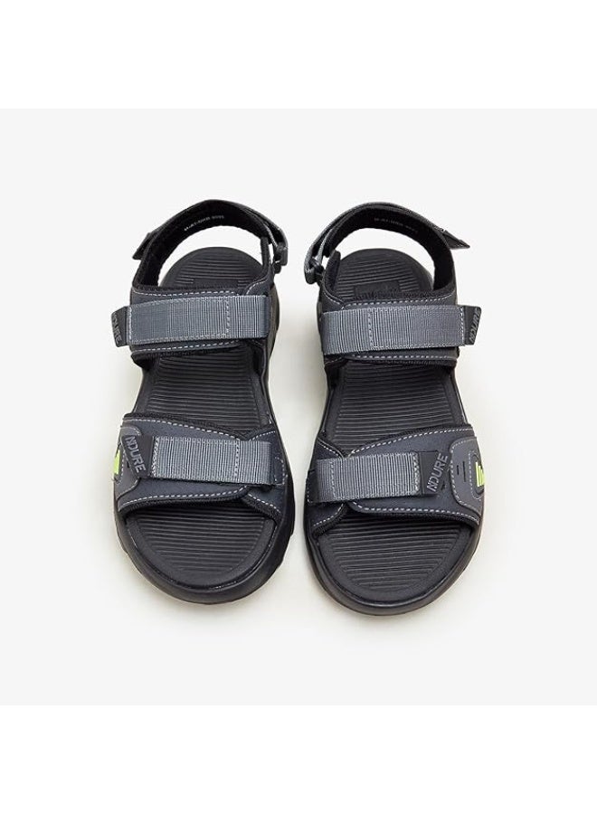 NDURE Men's PowerStride Adjustable Strappy Sandals, Grey/Black - Image 3