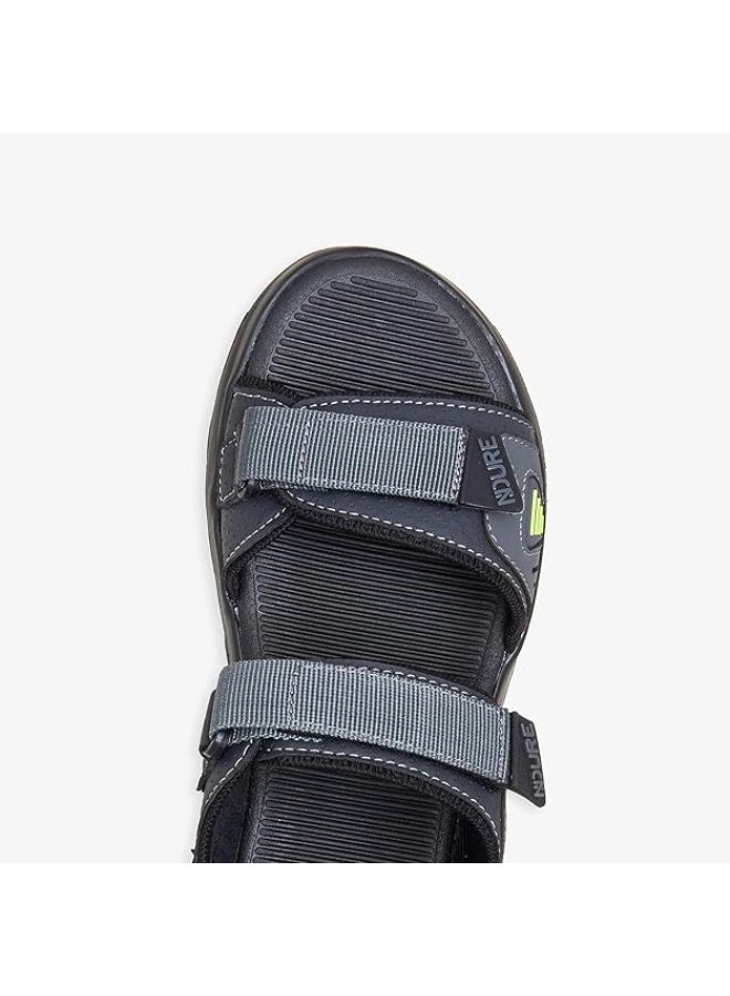 NDURE Men's PowerStride Adjustable Strappy Sandals, Grey/Black - Image 1