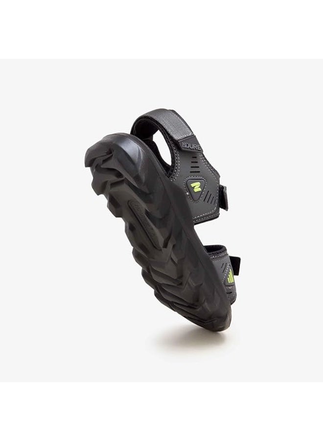 NDURE Men's PowerStride Adjustable Strappy Sandals, Grey/Black - Image 5