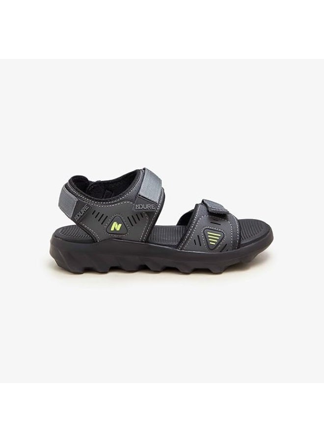 NDURE Men's PowerStride Adjustable Strappy Sandals, Grey/Black - Image 4
