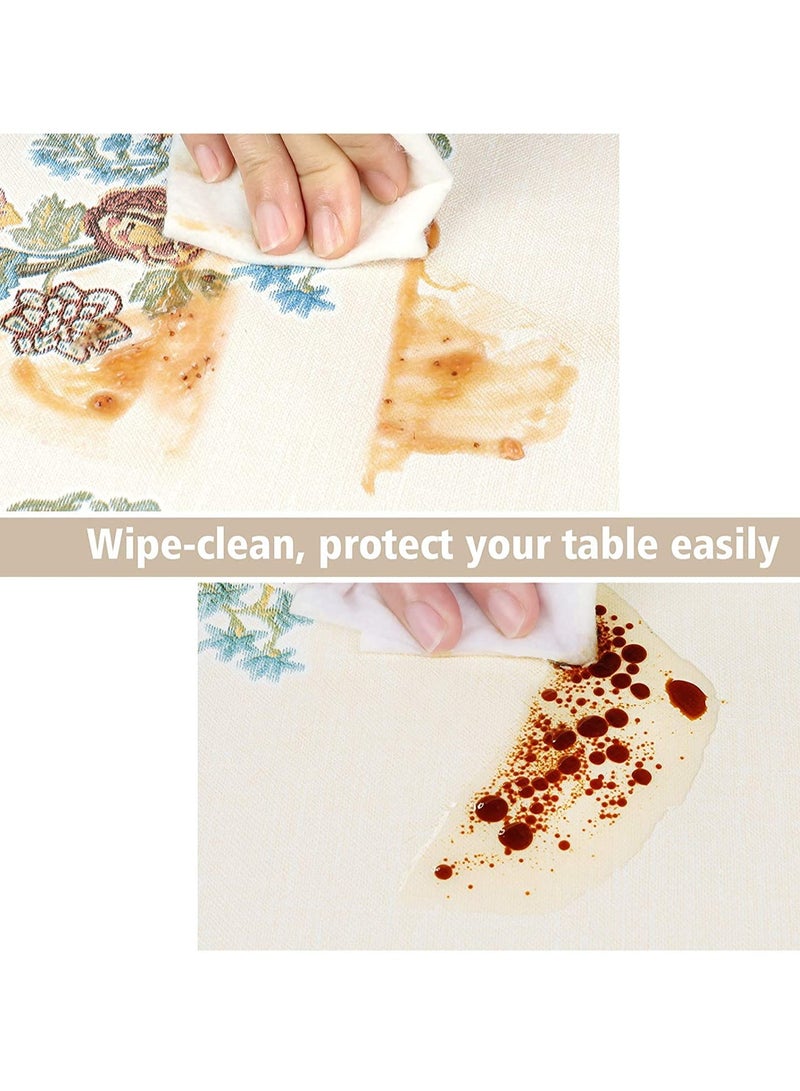 ساكن مفرش طاولة طعام مصنوع من الفينيل مقاوم للماء بنسبة 100%، مقاوم للزيوت والانسكاب، يمكن مسحه وتنظيفه من مادة PVC للنزهة الداخلية والخارجية في الصيف، مستطيل 140 × 180 سم متعدد الألوان - Image 2