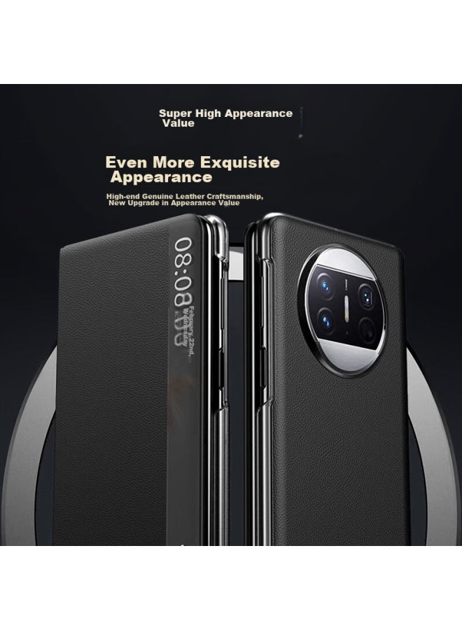 كوولايف Koolife متوافق مع Huawei X3 غلاف الهاتف، Mate X3 الإصدار المحدد غلاف واقي، حماية كاملة مقاوم للصدمات غلاف هاتف بشاشة قابلة للطي، غلاف جلدي أصلي بفتحة عرض ذكية، تصميم حامل للرجال والنساء - Image 3