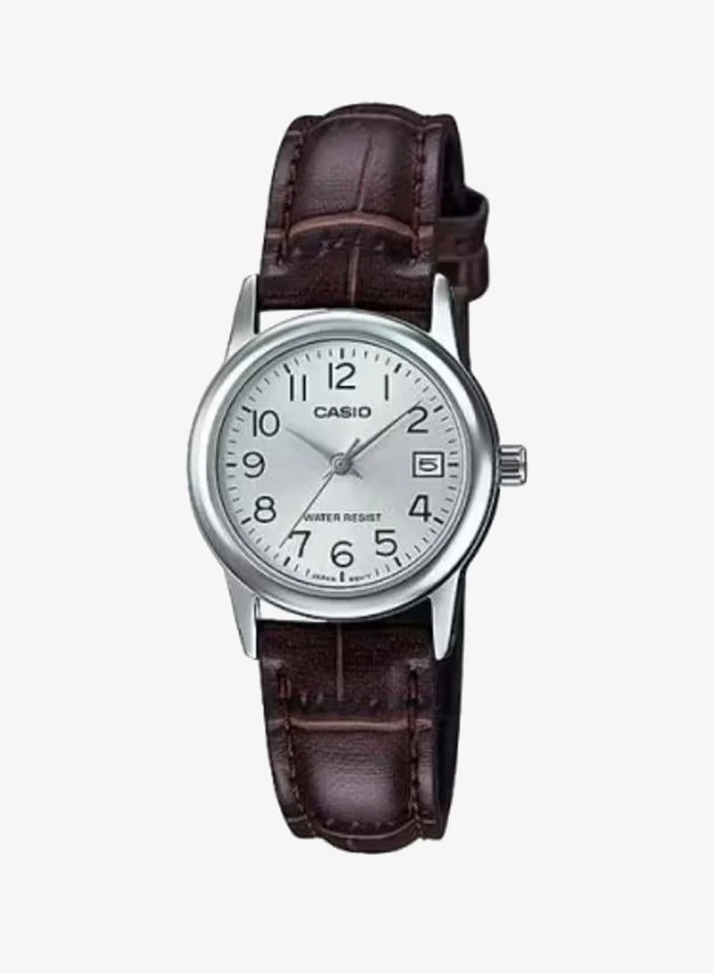 Casio Women's Analog Display Watch With Brown Leather Strap - LTP-V002L-7B2
