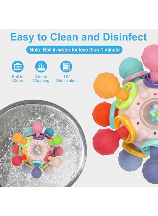 Baby Teething Toys, Baby Sensory Toys, Suitable for 0-6 6-12 Months, Suitable for 1 Year Old Boys Girls Infant Newborn 0 3 6 9 12 18 Months Toys, Baby Rattle Chew Toy - Pink  - Image 5