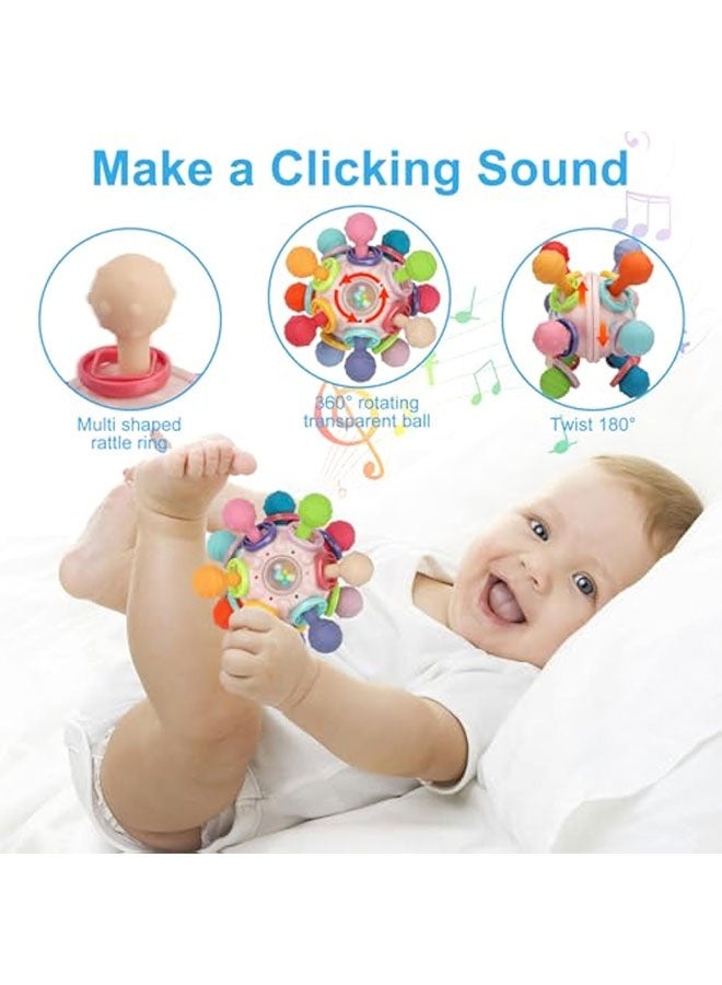 Baby Teething Toys, Baby Sensory Toys, Suitable for 0-6 6-12 Months, Suitable for 1 Year Old Boys Girls Infant Newborn 0 3 6 9 12 18 Months Toys, Baby Rattle Chew Toy - Pink  - Image 4