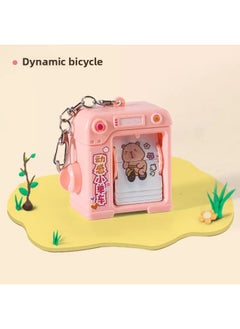Dancing Swing Page-turning Animation Machine Peripheral Toy Keychain Female Student Schoolbag Pendant Key Chain Stall Wholesale-Color:[spinning Bicycle] Pink Capibala