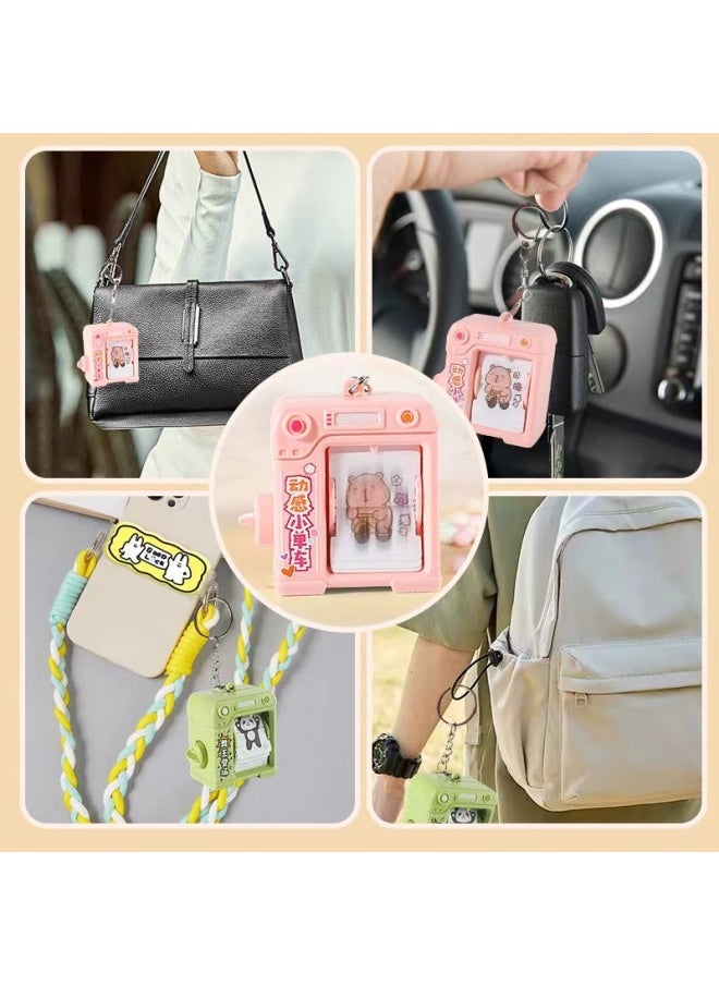 Generic - Dancing Swing Page-turning Animation Machine Peripheral Toy Keychain Female Student Schoolbag Pendant Key Chain Stall Wholesale-Color:[spinning Bicycle] Pink Capibala - Image 1