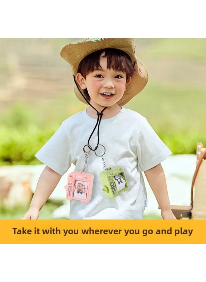 Generic - Dancing Swing Page-turning Animation Machine Peripheral Toy Keychain Female Student Schoolbag Pendant Key Chain Stall Wholesale-Color:[spinning Bicycle] Pink Capibala - Image 1