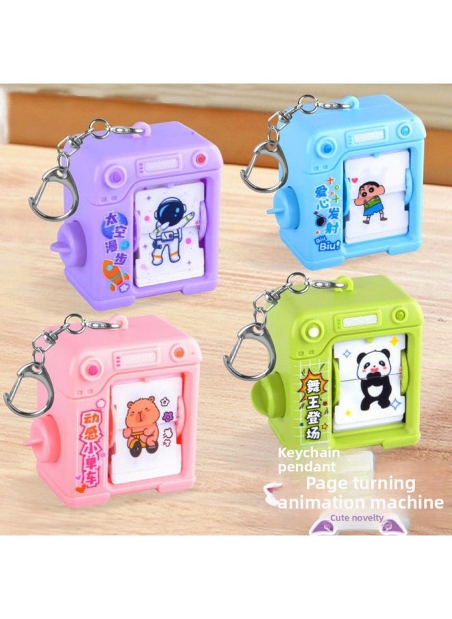 Generic - Dancing Swing Page-turning Animation Machine Peripheral Toy Keychain Female Student Schoolbag Pendant Key Chain Stall Wholesale-Color:[spinning Bicycle] Pink Capibala - Image 1