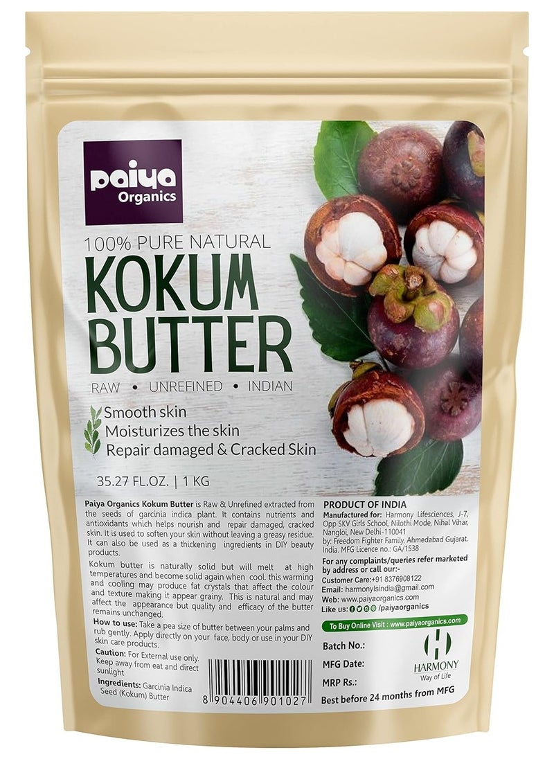 Paiya Organics - Pure Natural Kokum Butter Raw Unrefined Indian Great For Moisturizing Skin Nourishing Hair Stretch Mark Sunburn and DIY Product 1kg - Image 1