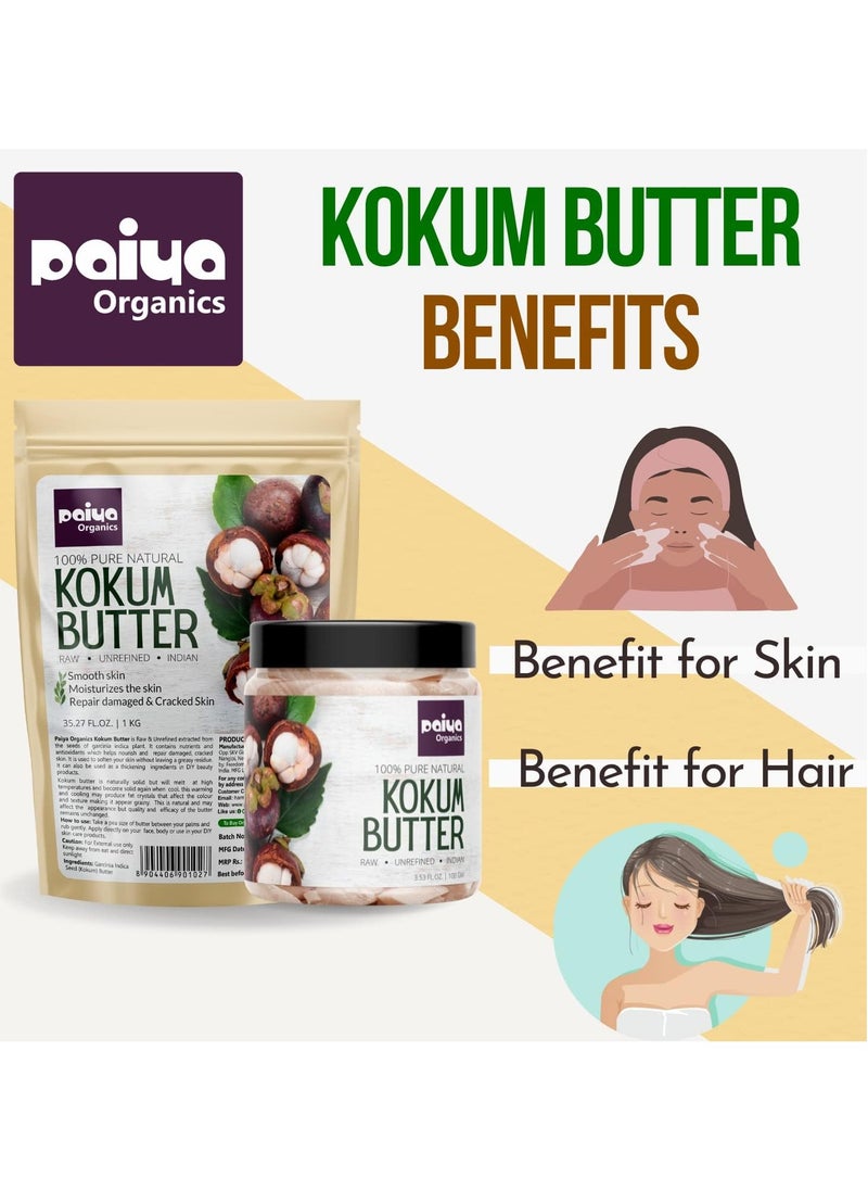 Paiya Organics - Pure Natural Kokum Butter Raw Unrefined Indian Great For Moisturizing Skin Nourishing Hair Stretch Mark Sunburn and DIY Product 1kg - Image 1