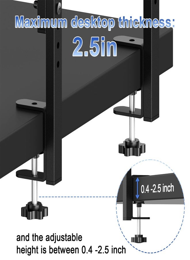 Spacrea clamp on Desk Shelf, 2 Tier Office Desk Organizer and Accessories, Wood Desktop Supplies Storage Rack, Desk Organizers and Accessories (Black) - Image 4