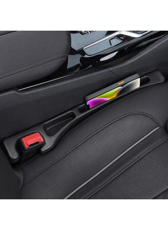 FOLUMAD Car Seat Gap Filler, 2 Pack No-Drop Seat Side Gap Seam Filler Organizer with Phone Holder, Universal Fit Fill The Gap Between Seat and Console, Perfect for Car SUV Truck Black - Image 1