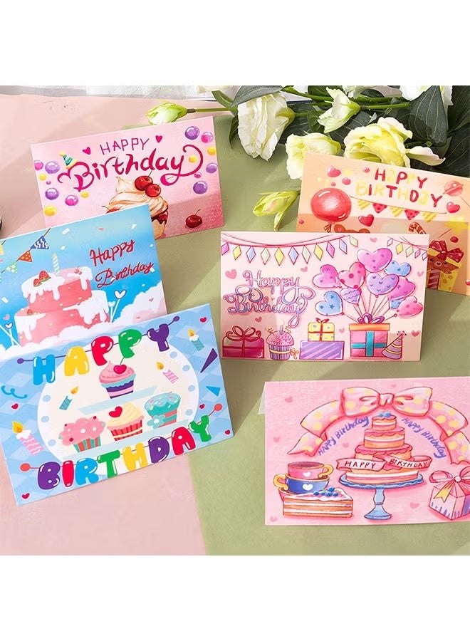 6Pcs Birthday Cards Bulk Funny Cards for Boys and Girls Boys Girls Diy Handdrawn Artistic Touch for Friends Family, with Envelope - Image 1
