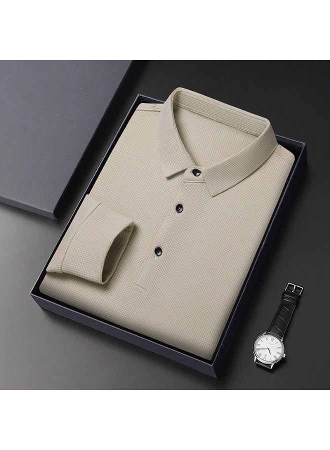 Spring Autumn  Men's Long-sleeved Polo Shirt Business Casual Slim Top Classic Solid Color Male Brand Tees - Image 1