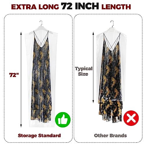 Storage Standard 60-Pack Extra Long Dry Cleaning Bags for Clothes 72-Inch Long - Clear Plastic Garment Bags for Hanging Clothes, Dry Cleaner Plastic Clothing Cover for Suits, Gowns, Coat, Dance Costumes & Long Dresses - Image 2