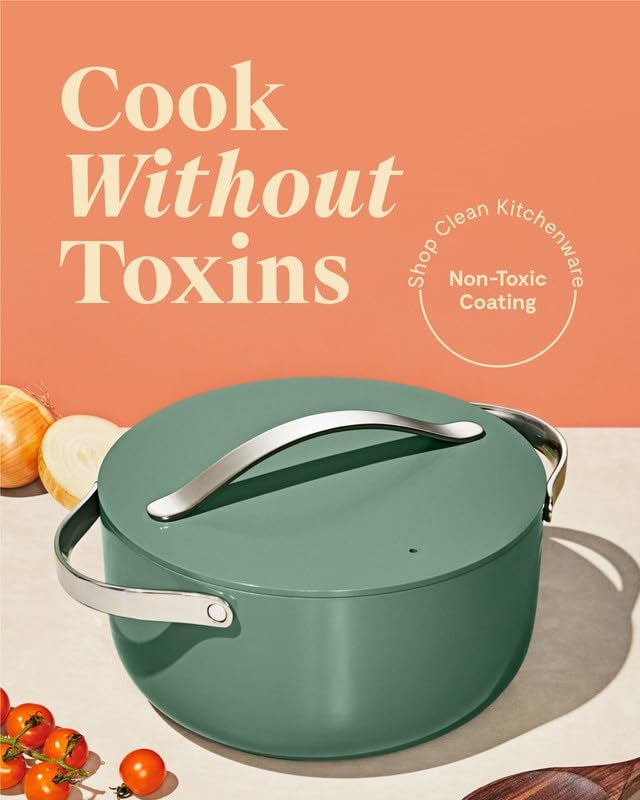Caraway Nonstick Ceramic Dutch Oven Pot with Lid (6.5 qt, 10.5") - Non Toxic, PTFE & PFOA Free - Oven Safe & Compatible with All Stovetops (Gas, Electric & Induction) - Sage - Image 2