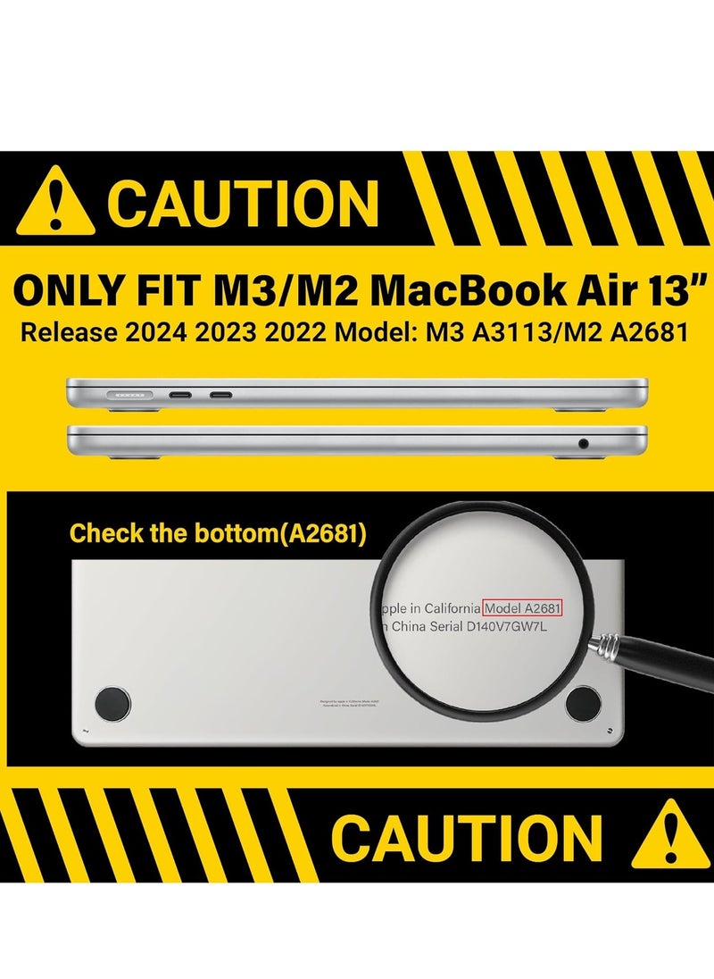 Generic - 3 in 1 Bundle Rubberized Case Compatible with M2 MacBook Air 13.6 inch 2022 A2681 M2 Chip and 2024 A3113 M3 Chip and 2025 A3240  M4 Chip , Plastic Hard Shell Case with Keyboard Cover & Screen Protector , Matte Black - Image 1