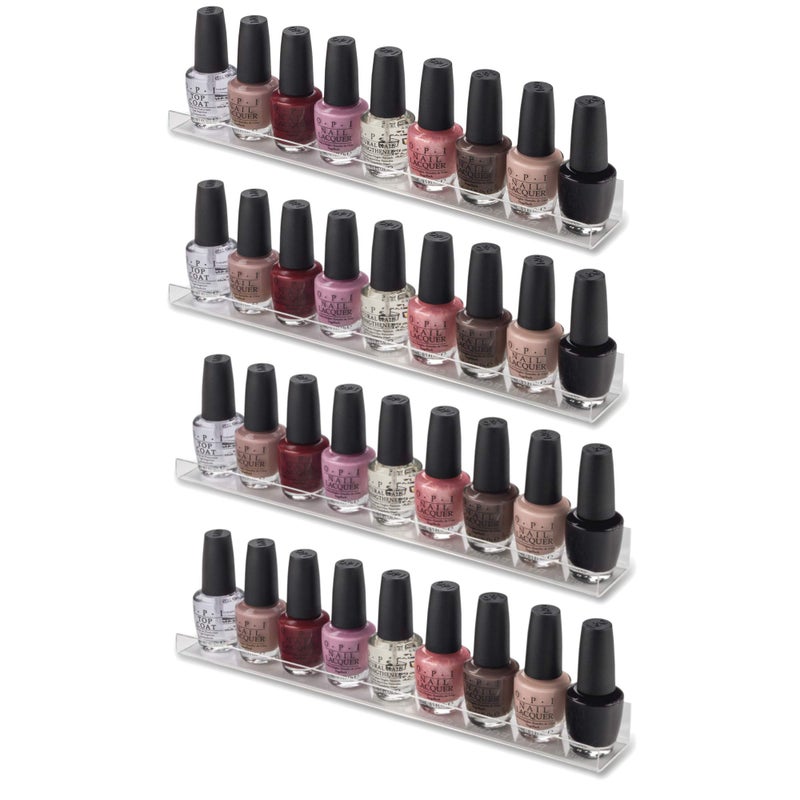 BY ALEGORY Acrylic Makeup Wall Organizing Shelves Nail Polish Eyelashes Foundations Cosmetics 12 inch shelf Pack of 4 Hardware Incld