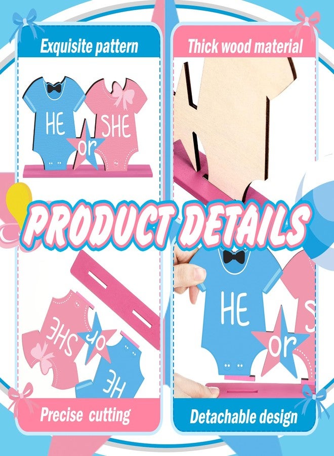 Pickmesh 6 Pcs Baby Gender Reveal Table Wooden Centerpieces Blue and Pink Gender Reveal Party Table Decorations Sign for He or She Boy or Girl Baby Shower Newborn Party Supplies - Image 4