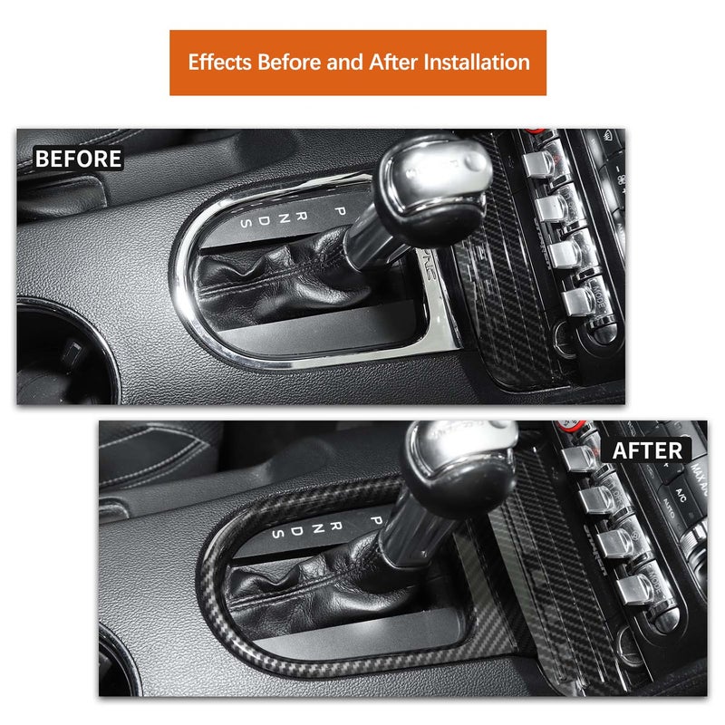 JeCar JeCar for Mustang Carbon Fiber Interior Gear Shift Panel Cover Trim Fit for Ford Mustang 2015-2020  - Image 2