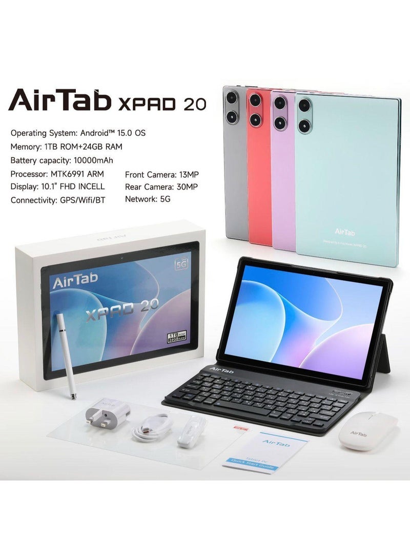 إيرتاب جهاز XPAD 20 اللوحي الذكي بشاشة 10.1 بوصة عالية الوضوح بالكامل وبطارية كبيرة بسعة 10000 مللي أمبير ولوحة مفاتيح خضراء - Image 2
