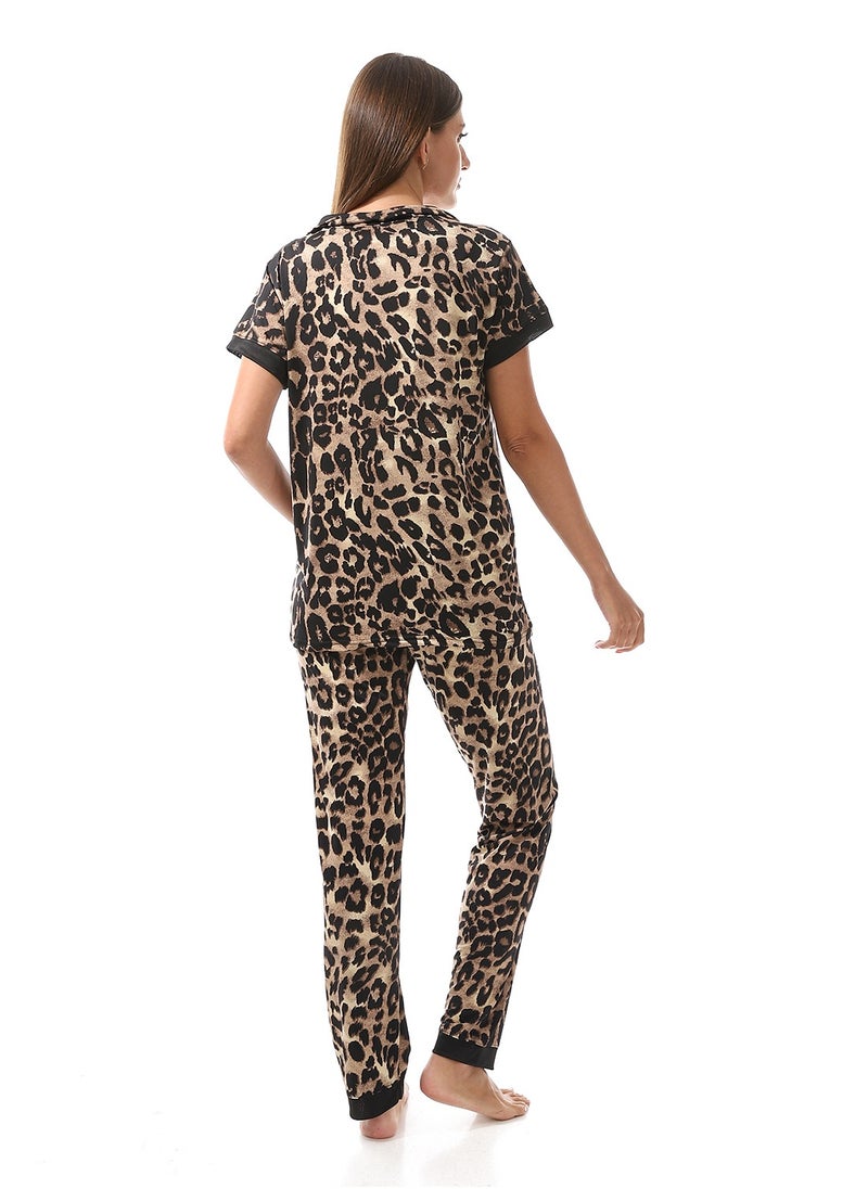 Caesar - Women Pajama Set With Pants And Button Design - Image 1
