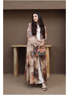 Jimmy Le Bond Hessa Abaya with Scarf – Premium Floral Abaya Set Brown  - Image 1