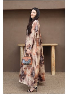 Jimmy Le Bond Hessa Abaya with Scarf – Premium Floral Abaya Set Brown  - Image 3