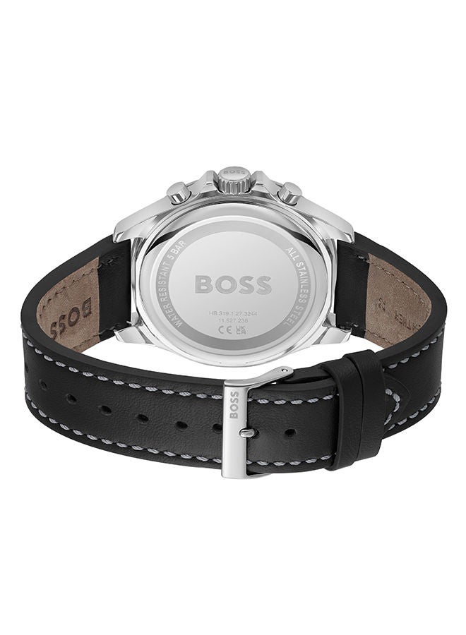 HUGO BOSS Men Chronograph Round Shape Leather Wrist Watch 45 mm - Image 3