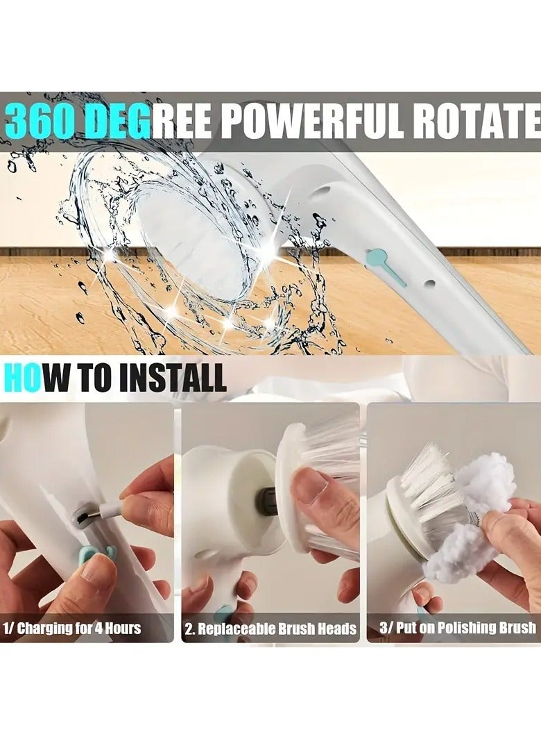Goolsky A Cordless Handheld Cleaning Brush with 5 Interchangeable Brush Heads, a Portable Rotating Scrubber, Suitable for Use in Bathrooms, Bathtubs, Wall Tiles, Floors, And Kitchens.  - Image 2