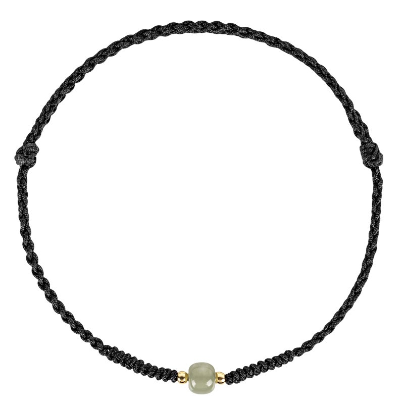 Chiorgone Hetian Jade Ankle Bracelet â€“ Lucky Chinese Zodiac Protection Bracelet with Black Braided Cord, Hotan Jade Spacer Beads (Feng Shui Gift for Women, Minimalist Style) - Image 1