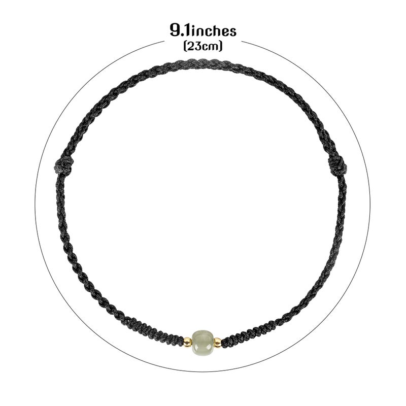 Chiorgone Hetian Jade Ankle Bracelet â€“ Lucky Chinese Zodiac Protection Bracelet with Black Braided Cord, Hotan Jade Spacer Beads (Feng Shui Gift for Women, Minimalist Style) - Image 4
