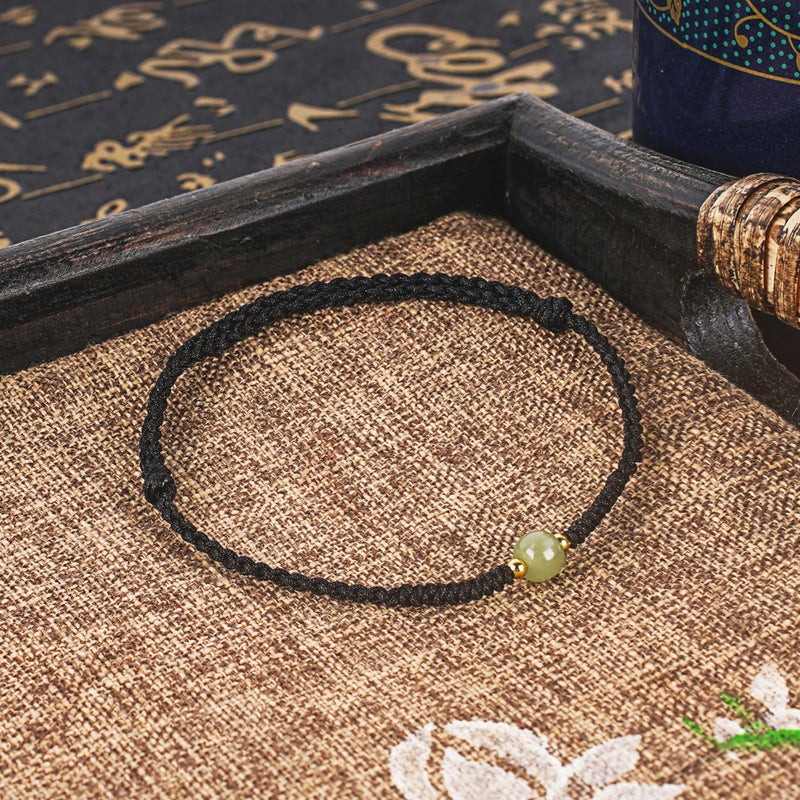 Chiorgone Hetian Jade Ankle Bracelet â€“ Lucky Chinese Zodiac Protection Bracelet with Black Braided Cord, Hotan Jade Spacer Beads (Feng Shui Gift for Women, Minimalist Style) - Image 5