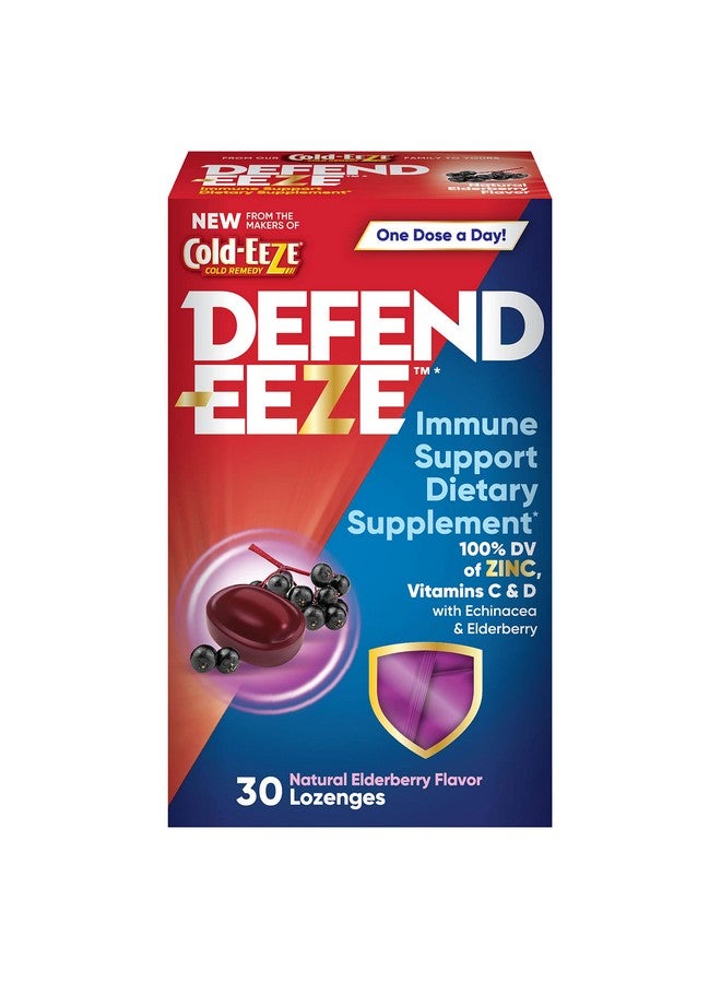 Cold-EEZE Defendeeze Immune Support Dietary Supplement Lozenges 100% Daily Value Of Zinc Vitamins C & D Per Dose With Echinacea & Elderberry Elderberry Flavor 30 Lozenges - Image 2