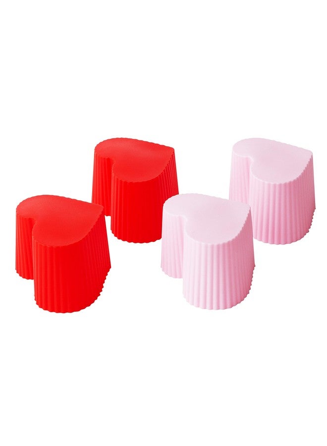 JOYUS Silicone Heart Shape Baking Cups, Reusable Moould for Party Cupcake Muffin Candies Liners, Non-Stick Cup Cake Moulds, Standard Size, Random Color, Pack of 15 - Image 1