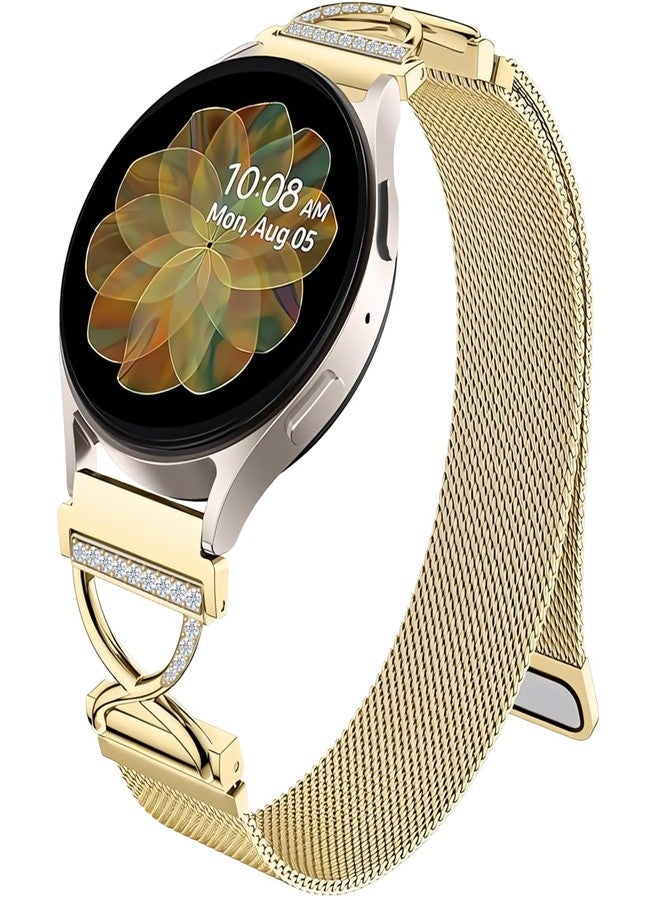 Hopply Slim Metal Strap Bands for Samsung Galaxy Watch 7 6 5 4 Band 40mm 44mm/Watch 6 4 Classic Bands 46mm 42mm 47mm 43mm/5 Pro/3 41mm/FE/Active 2 Men/Women,20mm Replacement Stainless Steel Strap for Samsung Watch Bands for Women (Gold) - Image 1