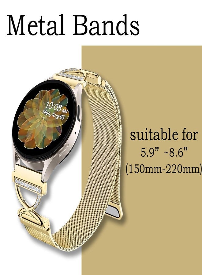 Hopply Slim Metal Strap Bands for Samsung Galaxy Watch 7 6 5 4 Band 40mm 44mm/Watch 6 4 Classic Bands 46mm 42mm 47mm 43mm/5 Pro/3 41mm/FE/Active 2 Men/Women,20mm Replacement Stainless Steel Strap for Samsung Watch Bands for Women (Gold) - Image 2