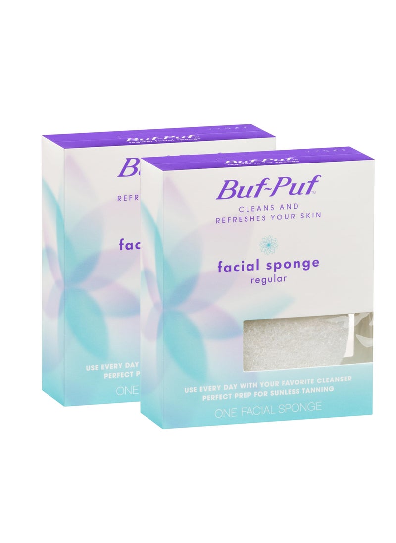 Buf-Puf Buf-Puf Facial Sponge, Dermatologist Developed, Removes Deep Down Dirt & Makeup That Causes Breakouts and Blackheads, Reusable, Exfoliating, White, 2 Count 