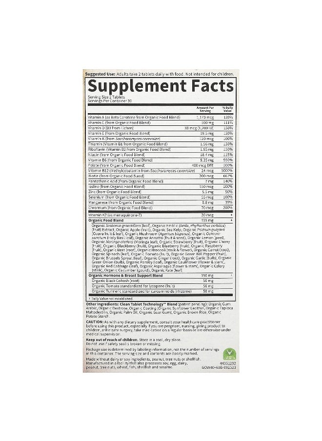 Garden of Life Garden of Life, Organics, Women's Multi 40+, 60 Vegan Tablets  - Image 2