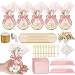 Geelin 24 Set Baptism Almond Candy Favors Christening Tulle Bags Rings Ribbion DIY Candy Bags First Communion Favors for Guest Wedding Bridal Shower Gifts No AlmondPink - Image 2
