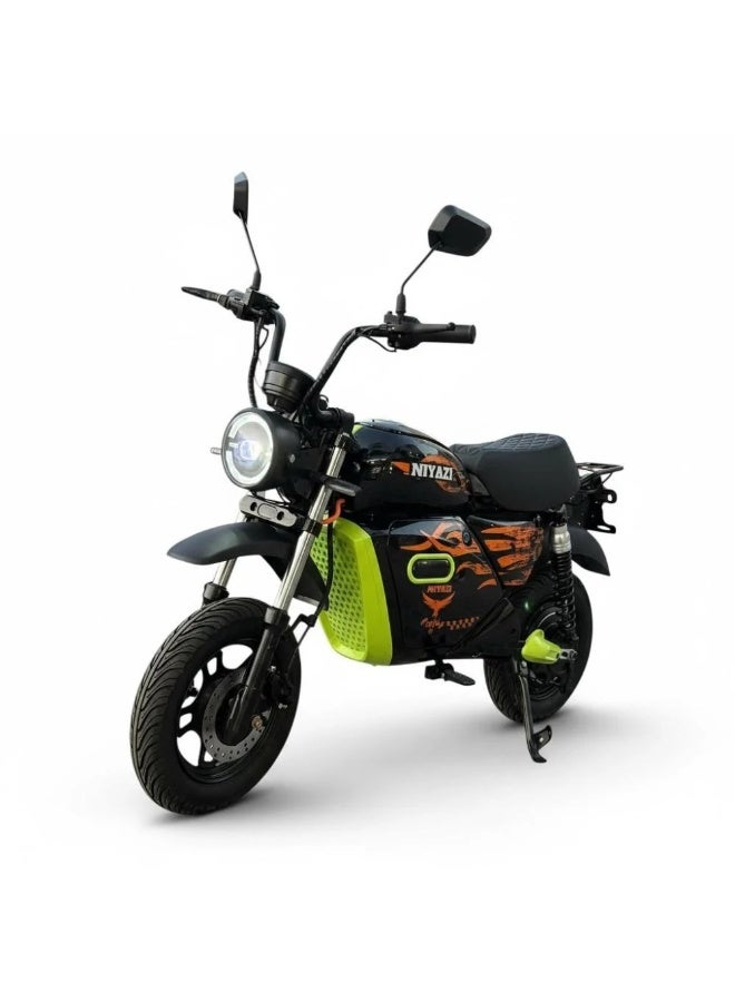 دراجة نارية كهربائية  – تصميم عصري  مع مصابيح أمامية دائرية ومرايا جانبية - Image 1