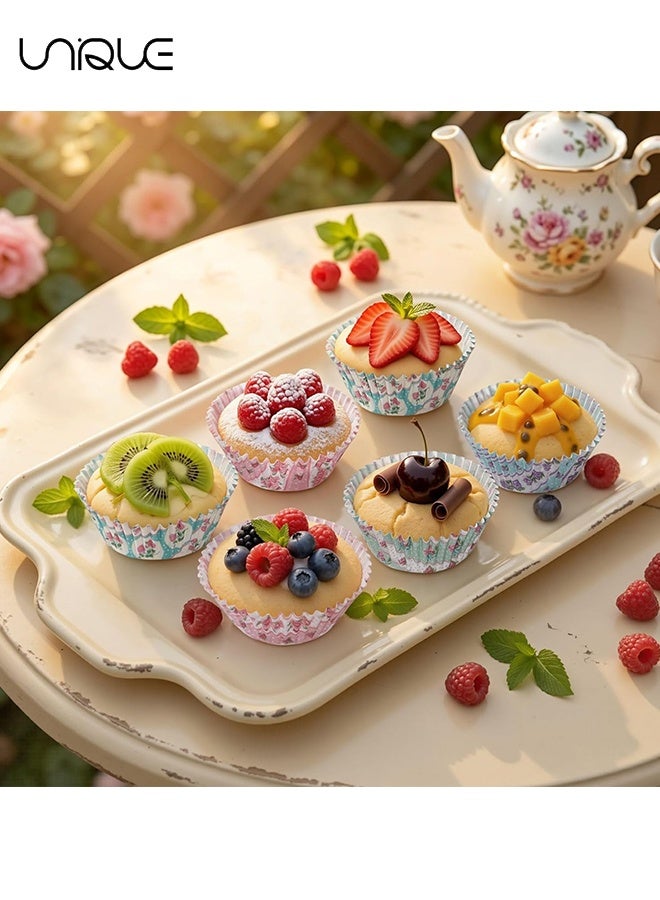 Unique 100Pcs Retro Rose Cupcake Liners - 4 Colors - Disposable Paper Cupcake Liners - Food Grade Baking Cups - Suitable for Baking, Desserts, Pastries, Weddings, Birthdays, Party Supplies - 7 x 5 x 3 cm - Image 4