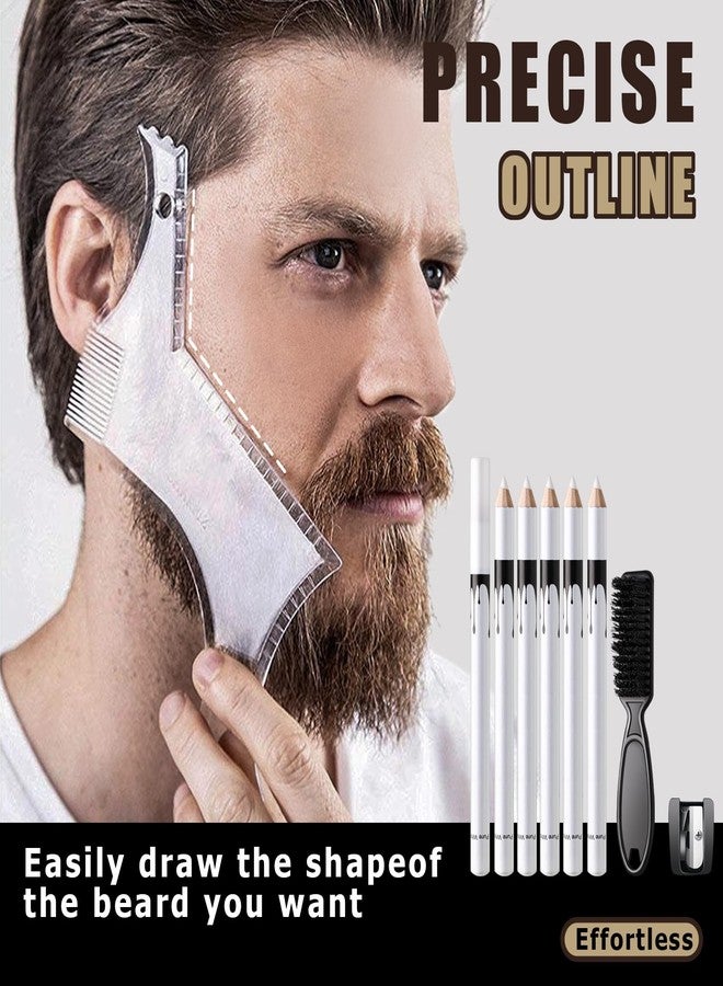 Noerrors White Barber Pencil for Lineup Hairline Outliner Beard Guide Shaping Pencils Magic Barber Chalk for Design Hairline Razor Trace Barber Pencils Set with Sharpener Ruler Brush for Men - Image 2