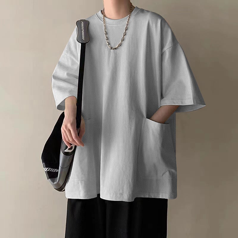 T-Shirt With Large Pockets For Men, Short-Sleeve Summer Top, Trendy Brand, Fashionable Versatile Design, Niche Heavyweight Seven - Image 4