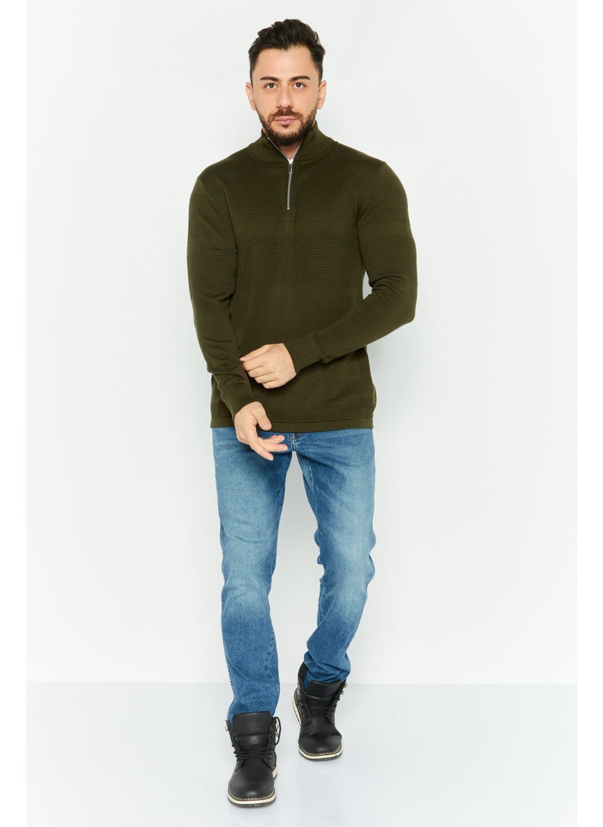 Selected Homme Men High Neck Long Sleeve Knitted Sweater, Olive  - Image 2