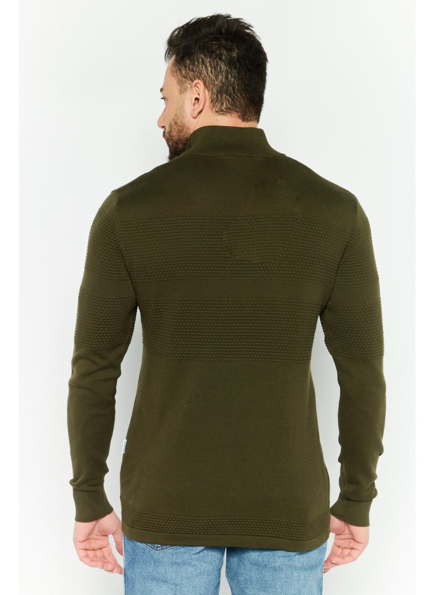 Selected Homme Men High Neck Long Sleeve Knitted Sweater, Olive  - Image 4